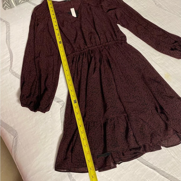 Madewell (Re)sourced Georgette Faux-Wrap Mini Dress SMALL Cabernet - Picture 2 of 12